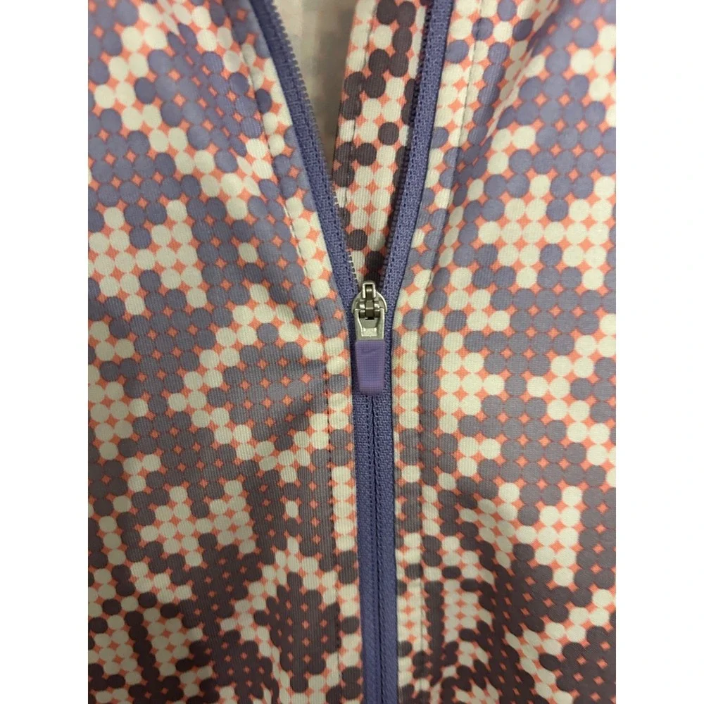 Nike Pro Women Purple Orange Geometric‎ Pixel Quarter Zip Running Top